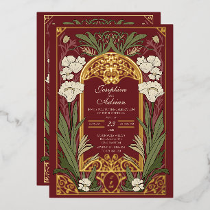Vintage IJzerwerk en Art Nouveau Bewerkbare Kleu Folie Uitnodiging