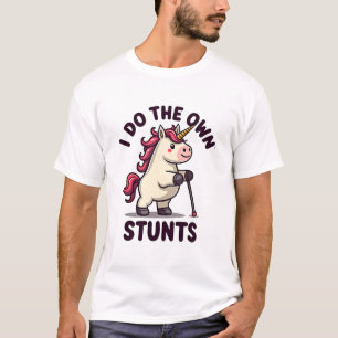 Vintage Ik Doe Mijn Eigen Stunts Eenhoorn Grappig T-shirt