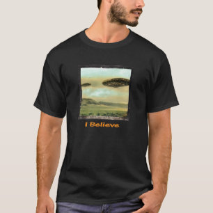 Vintage - "Ik geloof" UFO T-shirt - zwart