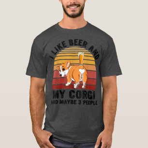 Vintage ik hou van Beer & My Corgi & misschien 3 m T-shirt