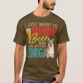 Vintage ik wil alleen maar bier Drinken en met m'n T-shirt