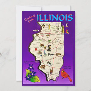 Vintage Illinois Groeten 5x7 Grote Postkaart Bedankkaart