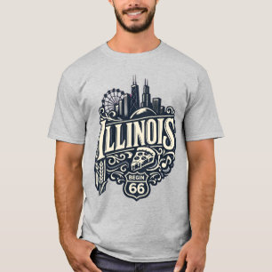 Vintage Illinois State, Chicago Silhouet & Route 6 T-shirt