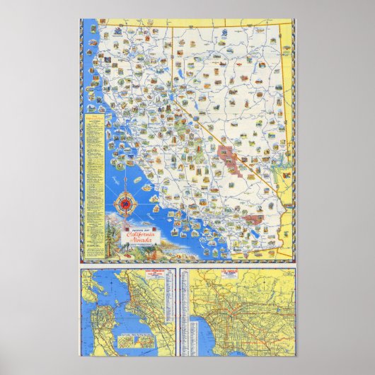 Vintage Illustrated San Francisco Map Poster (Devant)