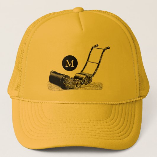 VINTAGE ILLUSTRATIE Lawn Mower Monogram Pet (Voorkant)