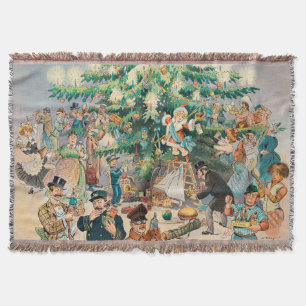 Vintage illustratie Puck's kerstboom, 1902 Deken