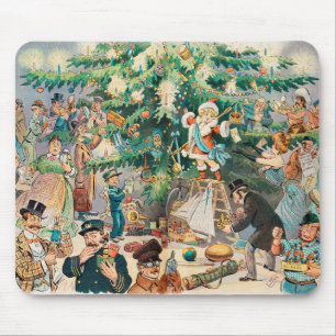 Vintage illustratie Puck's kerstboom, 1902 Muismat