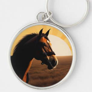 Vintage illustratie van een paard sleutelhanger