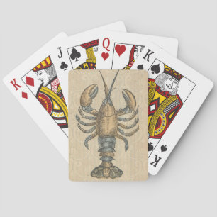 Vintage Illustratie van Kreeft: Kustdamast Pokerkaarten