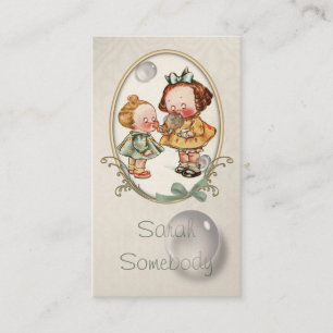 Vintage illustratiekaart kleine Toddlers Visitekaartje