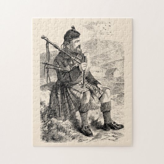 Vintage Illustration of a Scottish Highlander Legpuzzel (Verticaal)