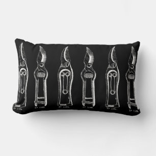 VINTAGE ILLUSTRATION Pruners Black White Coussin