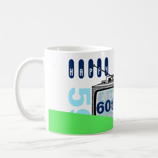 Vintage Illustration TV 60e Anniversaire Mug (Gauche)