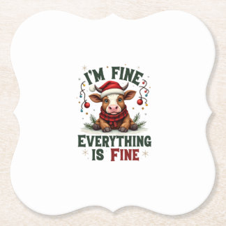 Vintage I'm Fine Alles Is Goed Schotse Hoogland Ko Kartonnen Onderzetters