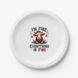 Vintage I'm Fine Alles Is Goed Schotse Hoogland Ko Papieren Bordje