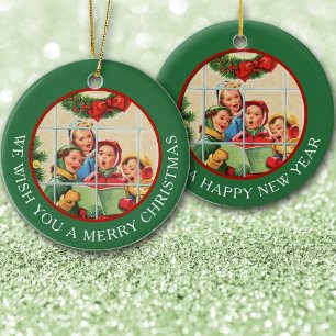 Vintage Image KerstCarolers Keramisch Ornament