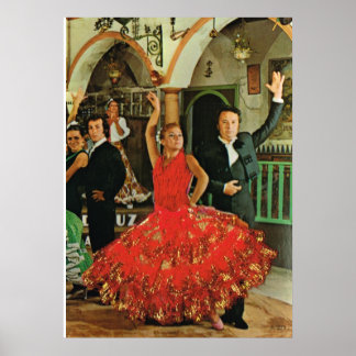 Vintage image, Spanje, Flamenco dansers Poster