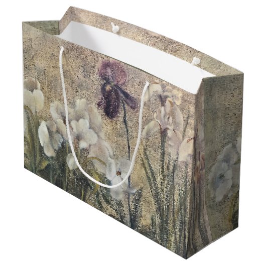 Vintage Impressionism Iris Blossoms Groot Cadeauzakje (Achterkant Gekanteld)
