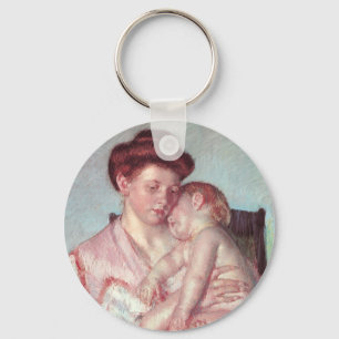 Vintage Impressionisme, Slaapbaby door Mary Cassat Sleutelhanger