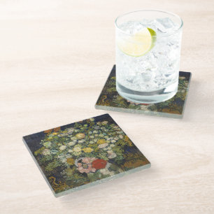 Vintage Impressionistische Bloemenboeket Van Gogh Glazen Onderzetter