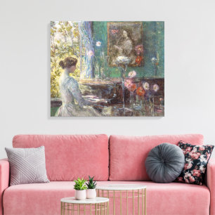 Vintage Impressionistische Piano Dames Muurkunst Canvas Afdruk