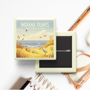Vintage Indiana Dunes National Park  Vierkante Button 5,1 Cm