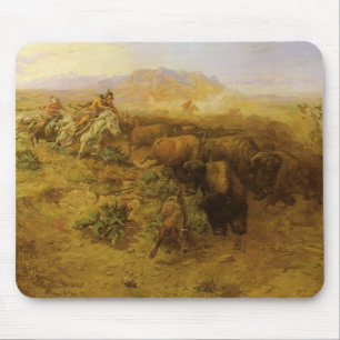 Vintage Indianen, Buffalo Jacht door CM Russell Muismat