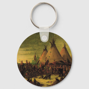 Vintage Indianen, Sioux Oorlogsraad door Catlin Sleutelhanger