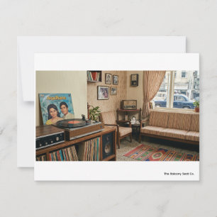 Vintage Indiase nostalgie: retro woonkamer uit de Notitiekaartje