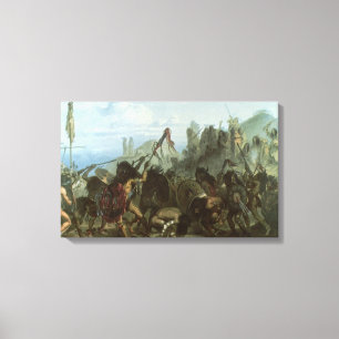 Vintage Indiërs, Bison Dance van Karl Bodmer Canvas Afdruk