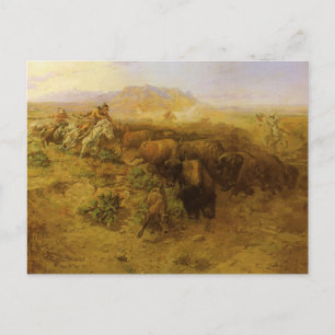 Vintage Indiërs, Buffalo Hunt door CM Russell Briefkaart