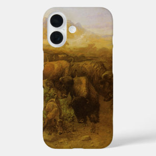 Vintage Indiërs, Buffalo Hunt door CM Russell iPhone 16 Hoesje