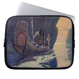 Vintage Indische Kano Peddelen Zon Klassieker Laptop Sleeve