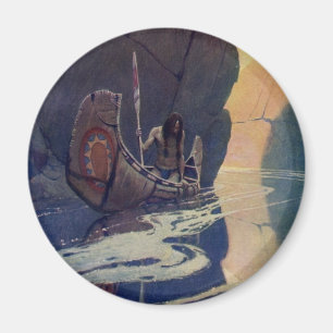 Vintage Indische Kano Peddelen Zon Klassieker Magneet