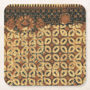 Vintage Indonesisch Batik Kawung Patroon Rustiek Vierkante Kartonnen Onderzetter