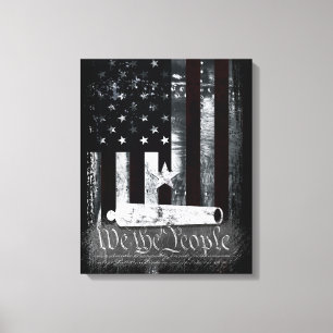 Vintage Industrial We The People Cannon Flag Canvas Afdruk