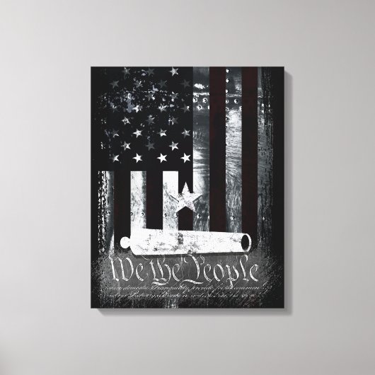 Vintage Industrial We The People Cannon Flag Canvas Afdruk (Voorkant)