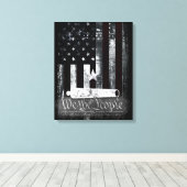 Vintage Industrial We The People Cannon Flag Canvas Afdruk (Insitu (Houten vloer))