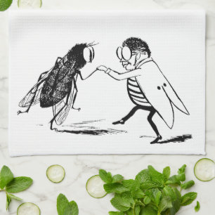 Vintage insecten dansen; Bromvlieg Theedoek