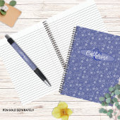 Vintage Inspiré Élégant Carnet Floral Bleu