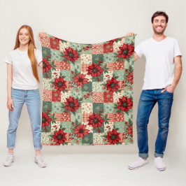 Vintage Inspired Christmas Florals Quilt Pattern Fleece Deken