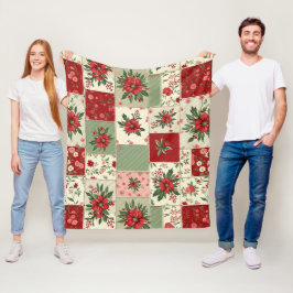 Vintage Inspired Christmas Florals Quilt Pattern Fleece Deken