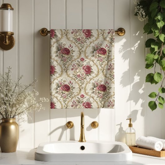 Vintage-Inspired Towel Pastel Damask Bathroom Char Bad Handdoek