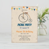 Vintage invitation à thème d'anniversaire vélo (Debout devant)