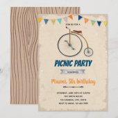 Vintage invitation à thème d'anniversaire vélo (Devant / Derrière)