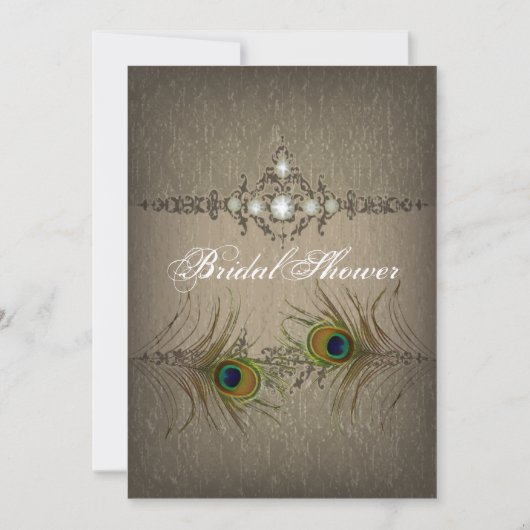 Vintage invitation chic paon douche nuptiale (Devant)