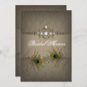 Vintage invitation chic paon douche nuptiale (Devant / Derrière)