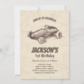 vintage, invitation d'anniversaire de voiture de c (Devant)