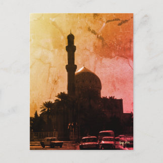 Vintage Iraq Baghdad mosque taxis Briefkaart