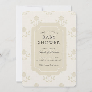 Vintage Iris Blokprint Bloemachtige Baby Shower Kaart